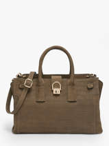 Sac Port Main M Equestre Croco Cuir Etrier Marron equestre croco EEQC142M